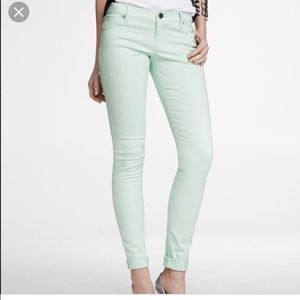 Mint green Express fitted jeans